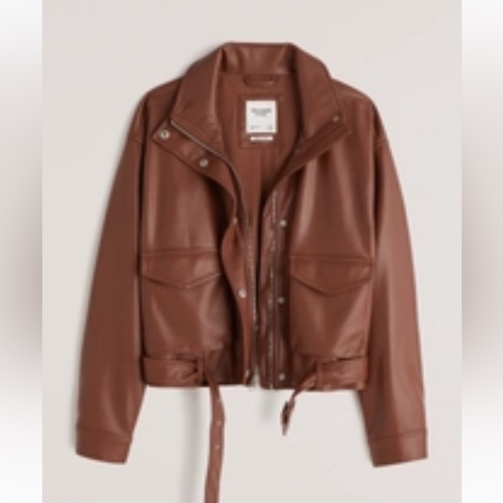 Abercrombie & Fitch Faux Leather Utility Bomber Jacket